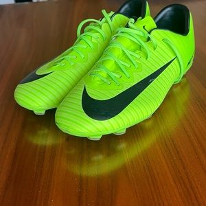 Neon green Boys soccer cleats